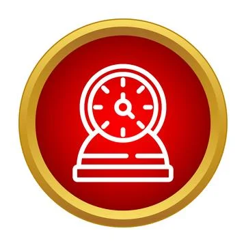 Desktop clock showing time on red button icon Stock Illustration