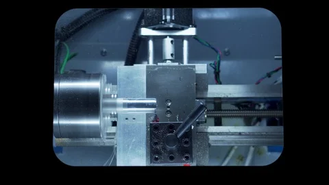 Desktop CNC lathe cutting chess pawn out of aluminum stock real time part 2 Stock-Footage 118666644