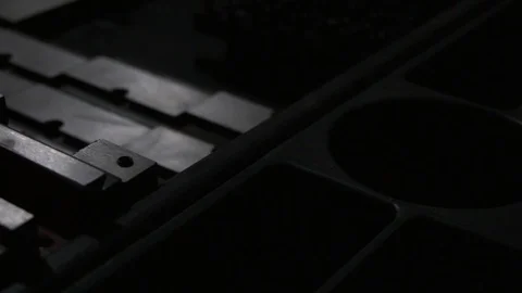 Desktop cnc mill parts in a stack in slow motion Stock Footage 119050266