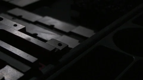 Desktop cnc mill parts in a stack Stock Footage 119050784