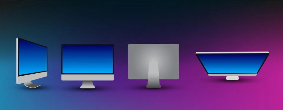 Desktop computer 3d realistic mockup. Vector. EPS 10. Illustrazione stock
