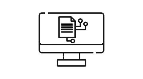 Desktop computer AI document icon Illustrazione stock