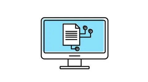 Desktop computer AI document icon 库存插图