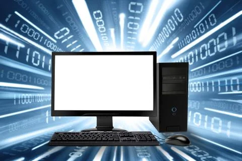 Desktop computer and internet connection 스톡 일러스트