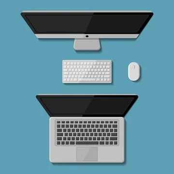 Desktop computer and laptop Stock Illustration
