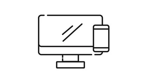 Desktop computer and smartphone line vector icon Illustrazione stock