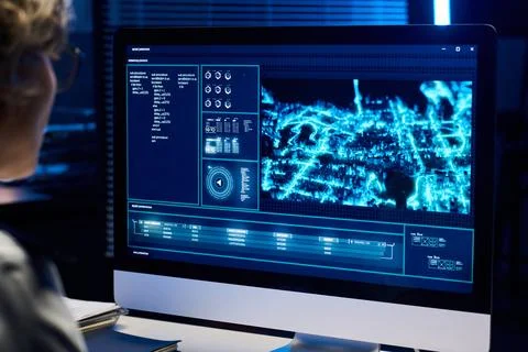 Desktop computer with army location data Stock Photos