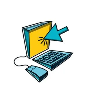 Desktop computer with arrow cursor 스톡 일러스트