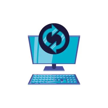 Desktop computer with arrows update Stock Illustration
