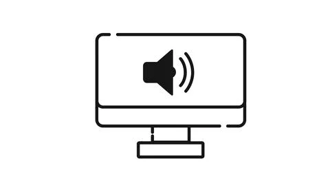 Desktop computer audio and sound icon Stock Illustration