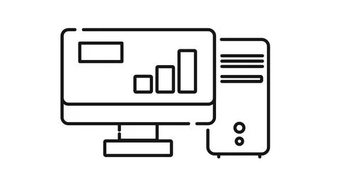 Desktop computer with bar chart diagram Ilustración de archivo