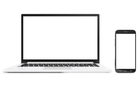 Desktop computer blank mock up. Glossy laptop computer mock up. Modern computer Stock Illustration
