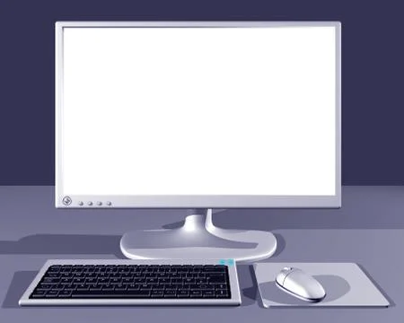 Desktop computer with blank screen Stock Illustration
