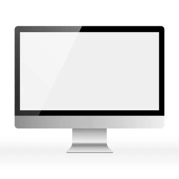 Desktop Computer with Blank White Screen Stock Illustration