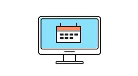 Desktop computer calendar icon 库存插图