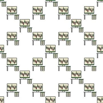 Desktop Computer with Candlestick Chart vector Online Crypto Trading colore.. Illustrazione stock