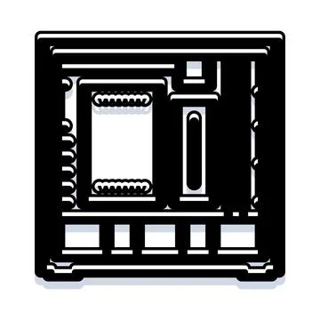 Desktop computer case black and white line art Illustrazione stock