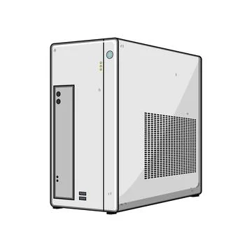 Desktop computer case processing data illustration Stock Illustration