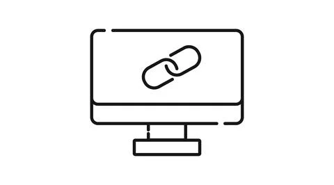 Desktop computer with chain link URL symbol イラスト素材