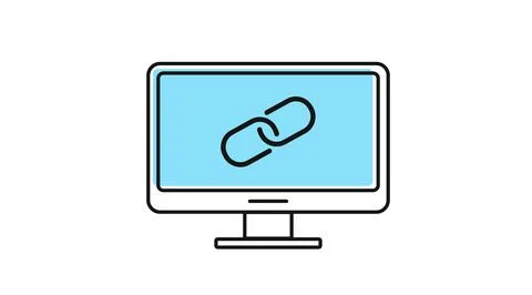 Desktop computer with chain link URL symbol on screen Stock Illustration