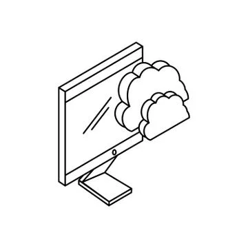 Desktop computer with cloud computing Illustrazione stock