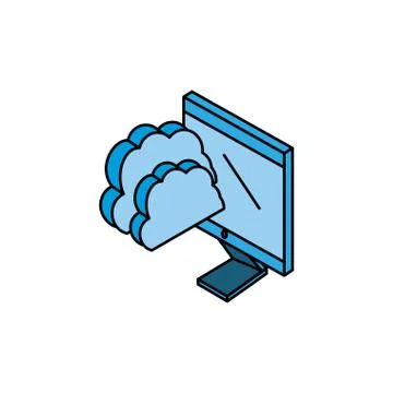 Desktop computer with cloud computing Illustrazione stock