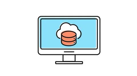 Desktop computer cloud database icon Stock Illustration