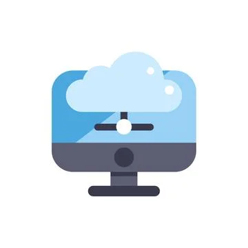 Desktop computer connected to cloud computing network icon Illustrazione stock