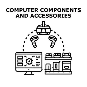 Desktop computer connected with virtual reality accessories Stock Illustration