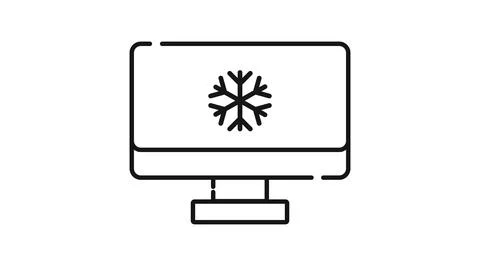 Desktop computer with cooling symbol on screen vector icon Stock Illustration