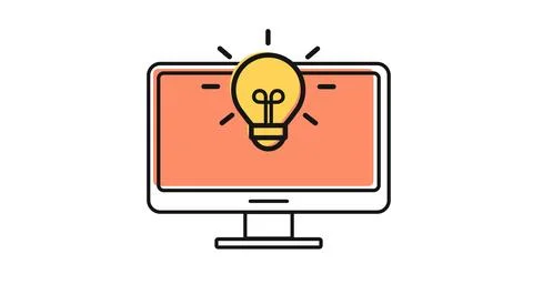 Desktop computer with creative idea lightbulb icon Stock Illustration