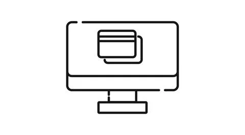 Desktop computer with credit card symbol on screen vector icon Stock Illustration