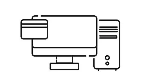 Desktop computer with credit card symbol Stock Illustration