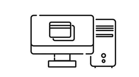Desktop computer with credit card symbol on screen Иллюстрация