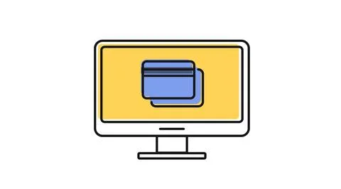 Desktop computer with credit card symbol on screen Stock Illustration