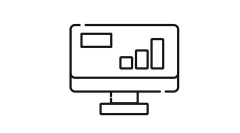 Desktop computer with data analysis statistics on screen Stock Illustration