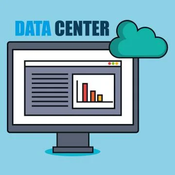 Desktop computer with data center icons イラスト素材