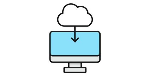 Desktop computer with data cloud Stock Illustration