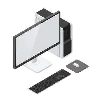 Desktop computer detailed isometric icon Stock Illustration