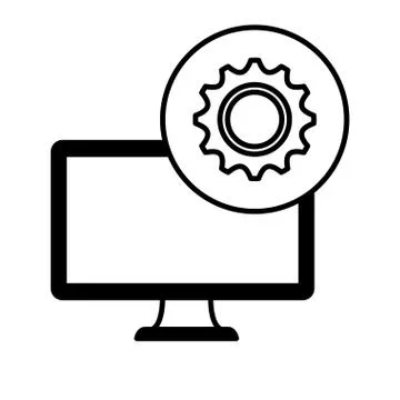 Desktop computer device with gears Stock Illustration