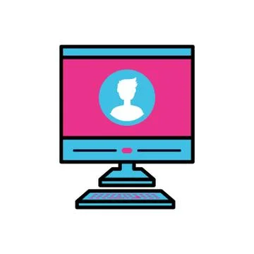 Desktop computer device icon Stock Illustration