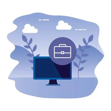 Desktop computer device with portfolio Stock-Illustration