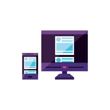 Desktop computer device with smartphone Stockillustratie