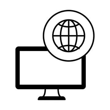 Desktop computer device with sphere browser Illustrazione stock