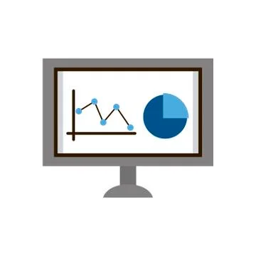 Desktop computer device with statistics infographic Stock Illustration