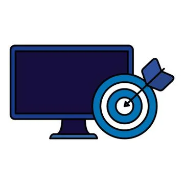 Desktop computer device with target arrow Stock Illustration
