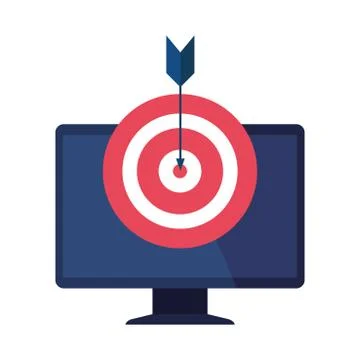 Desktop computer device with target Illustrazione stock