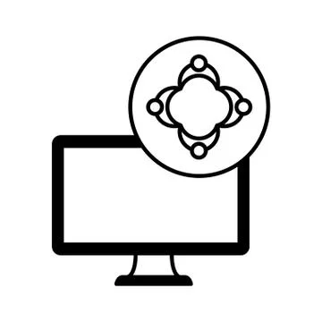 Desktop computer device with teamwork Stock Illustration