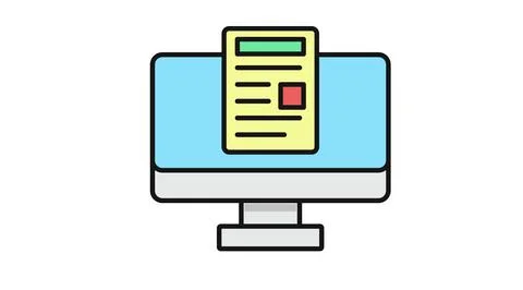 Desktop computer with digital report on screen Stock Illustration