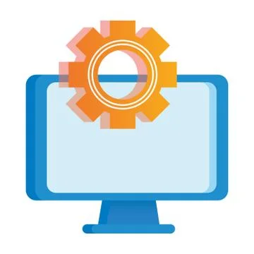 Desktop computer display with gear Stockillustratie